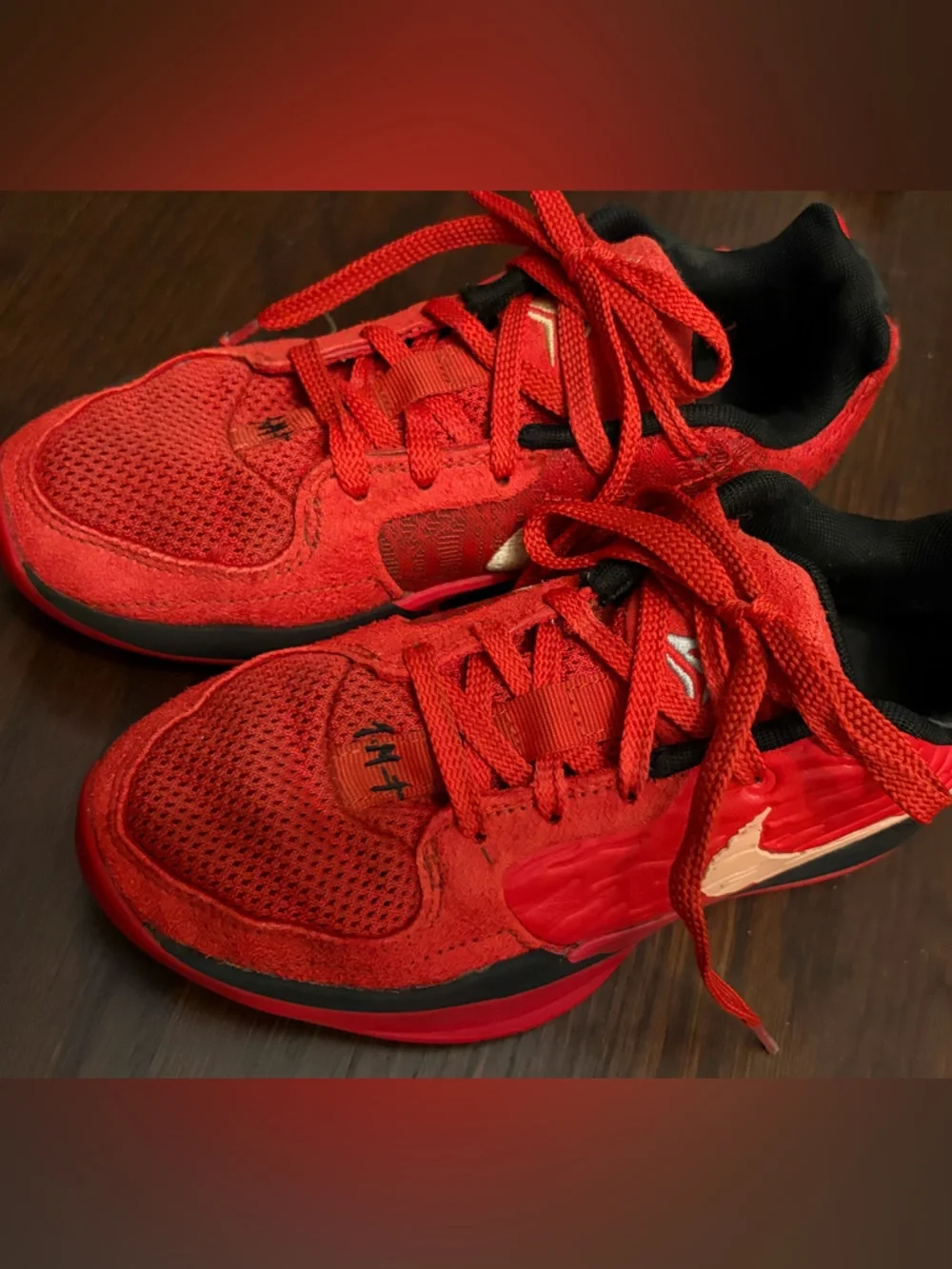 Nike Ja 2 “Nightmare” Kids Red Lace-Up Sneakers size 3.5